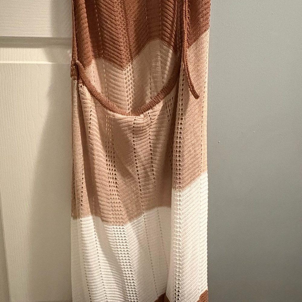 Brown and White Knit Dress